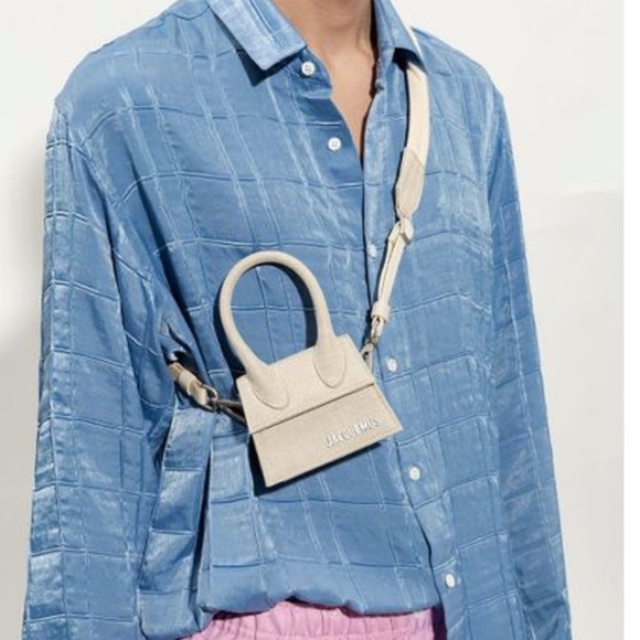 Jacquemus Le Chiquito Woven Canvas Top Handle Mini Crossbody Bag Light Greige - Picture 7 of 10